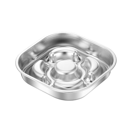 Stainless Steel Slow Feeding Dog Bowl, Non-Slip, Spill-Proof,